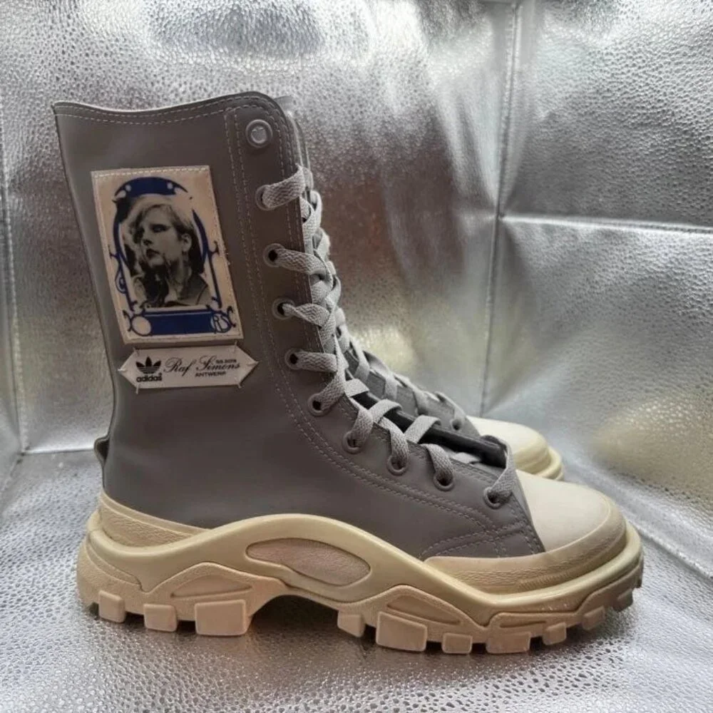Size 6‎ Adidas Raf Simons Detroit High Top Portrait Womens Gray Lace-Up Boots
